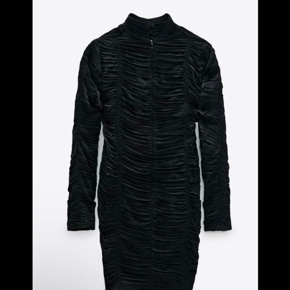 Zara Limited Edition Satin Effect Black Mini Dress - Picture 3 of 5